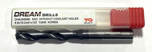 YG 9.9mm Solid Carbide Drill 5xD TiAlN Coating 2 Flute DH424099