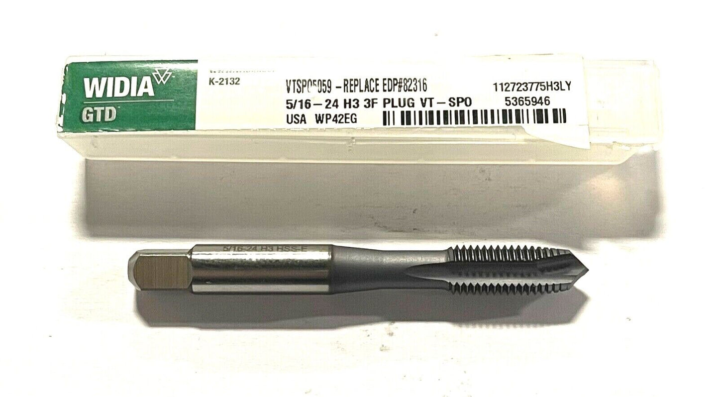 WIDIA 5/16-24 Tap Cobalt Spiral Point Plug Tap TiCN Coating 3 Flute H3 3P-5P USA