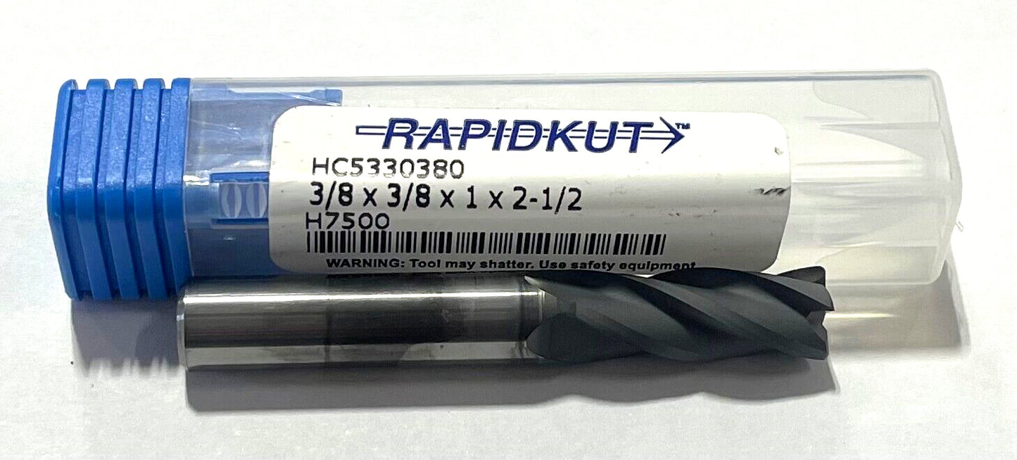 RapidKut 3/8" Carbide End Mill CVD Coating .030" Corner Radius 4 Flute USA