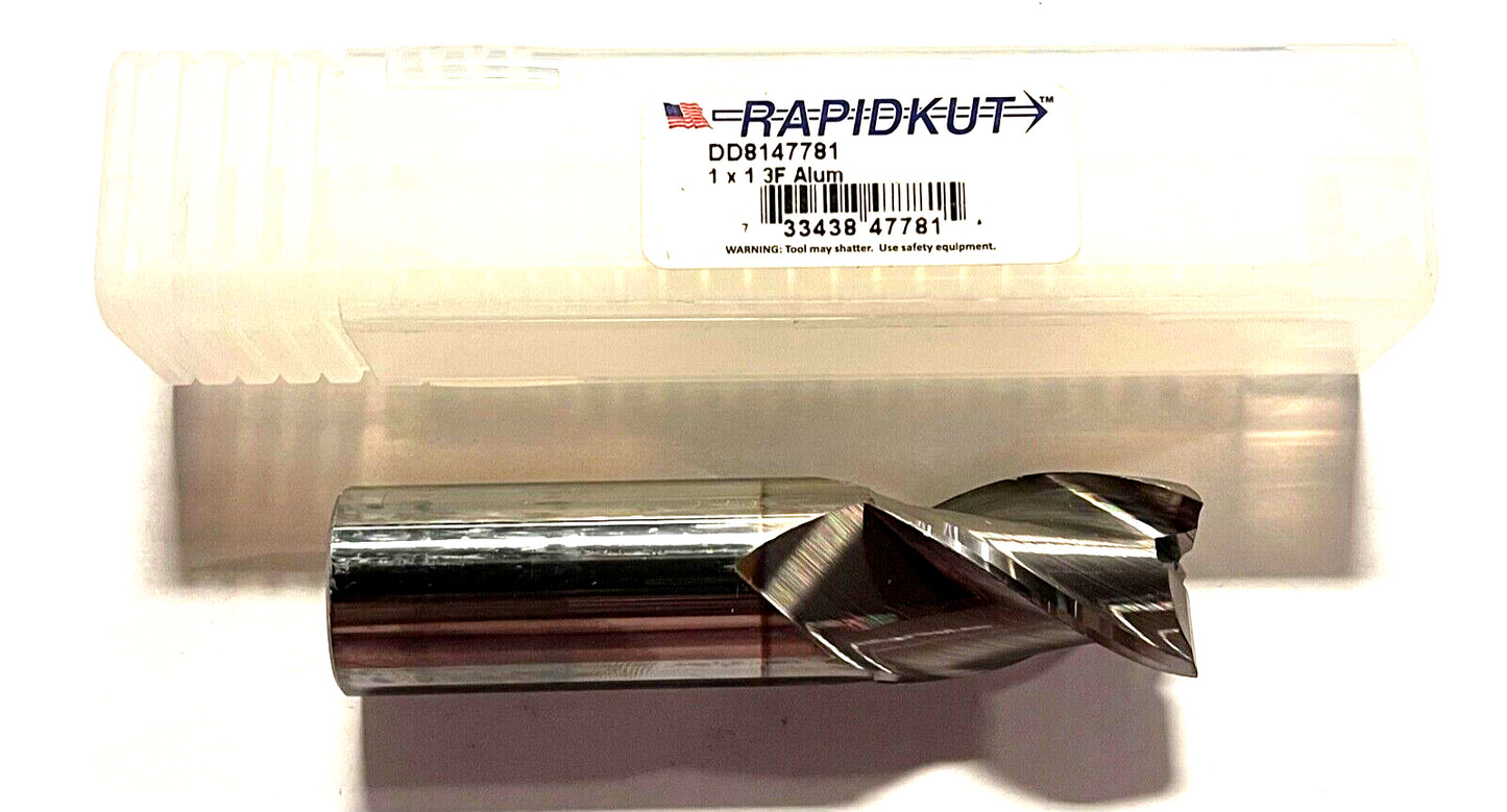 RapidKut 1" Carbide End Mill High Performance TiCN Coated .005" Radius 3 Flute