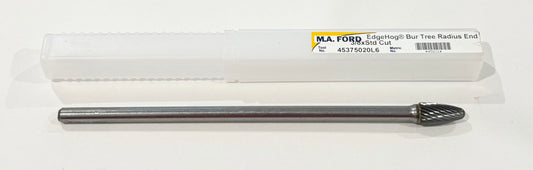 M.A. Ford 3/8" Carbide Burr SF-3L6 Tree Radius End 6" Shank Single Cut