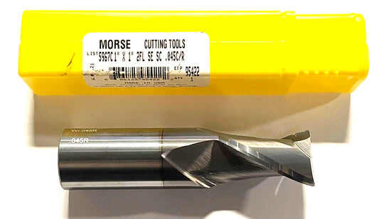 Morse 1" Carbide End Mill TiCN Coated .045" Corner Radius 2 Flute USA Made