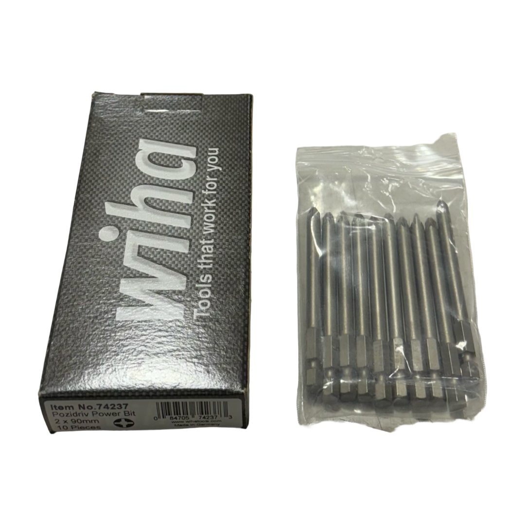 Wiha #2 x 90mm Posidrive Power Bits 10 Pack 74237