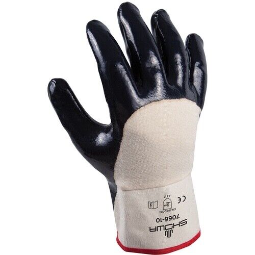 SHOWA Nitrile Coated Safety Gloves Rubberized Safety Cuff Palm Dipped Size S 1DZ