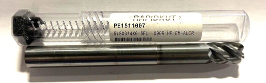 RapidKut Carbide End Mill 5/8" x 5/8" x 3/4" x 6" AlCrN HP 5FL Necked .090R USA