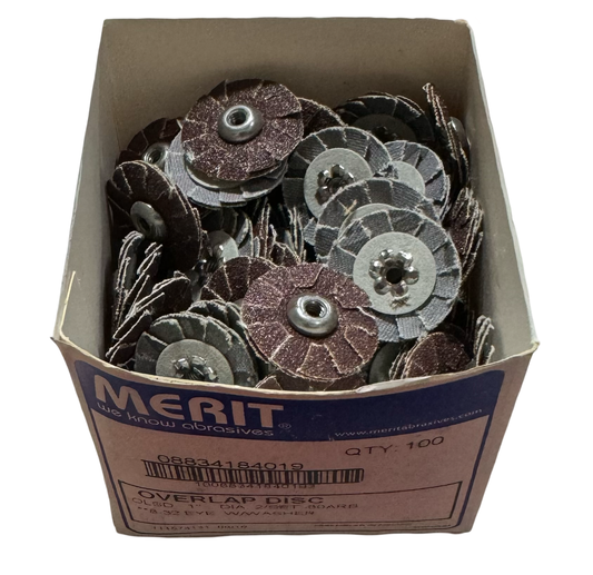 Merit 1" Overlap Slotted Sanding Discs 8-32 80 Grit 100 Pack