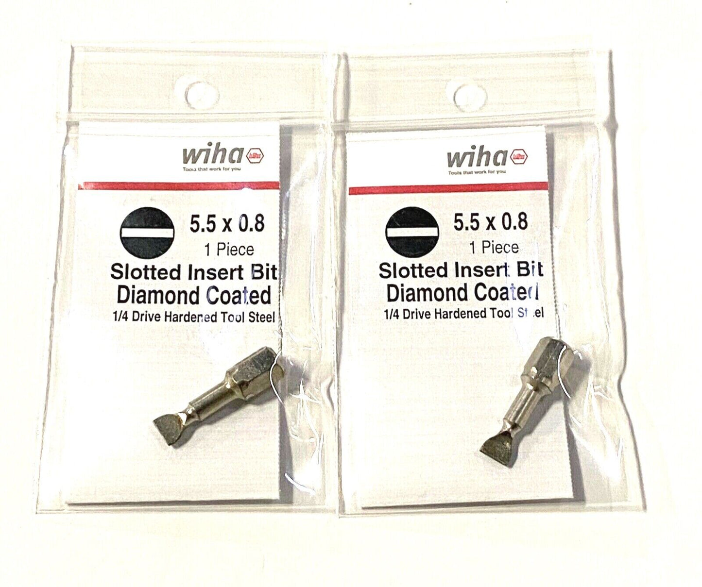 Wiha 5.5mm x 25mm Slotted Insert Bit Diamond Coated 2 Pack 71021