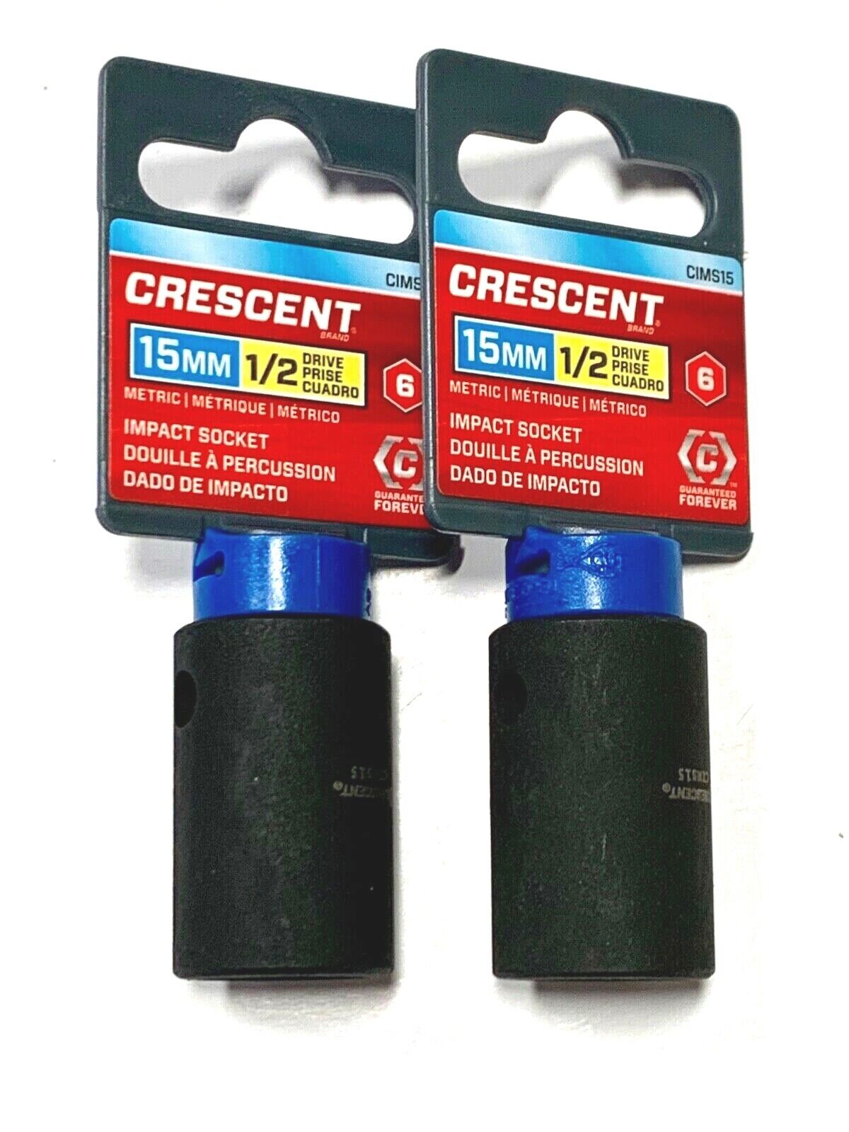 Crescent 15mm Metric Impact Socket 1/2" Drive 6 Point 2 Pack CIMS15