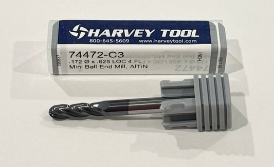 Harvey Tool 11/64" Carbide Ball Nose End Mill 4 Flute AlTiN Coated