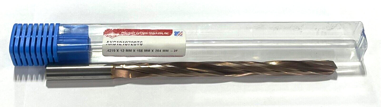 PCT 10.72mm Solid Carbide Drill 12xD Coolant Thru ZicroPlus Coating 135° USA