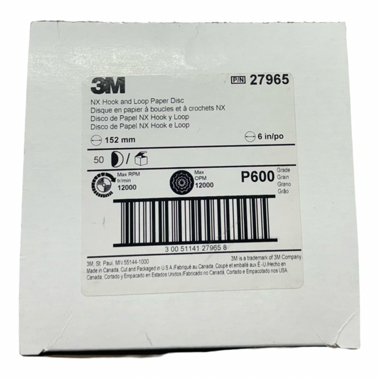 3M 6" NX Hook & loop Paper Disc P600 Aluminum Oxide 50 Pack