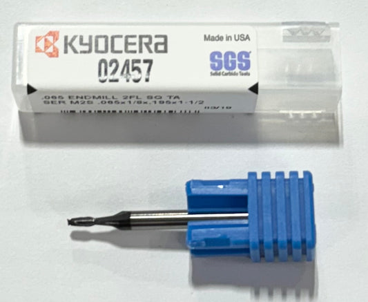 Kyocera .065" Carbide End Mill 2 Flute TA Coating USA Made