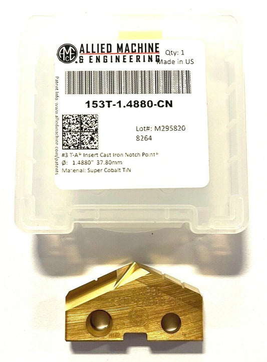 Allied Machine 1.4880" Super Cobalt Drill Insert T-A Insert Series 3 Tin Coated