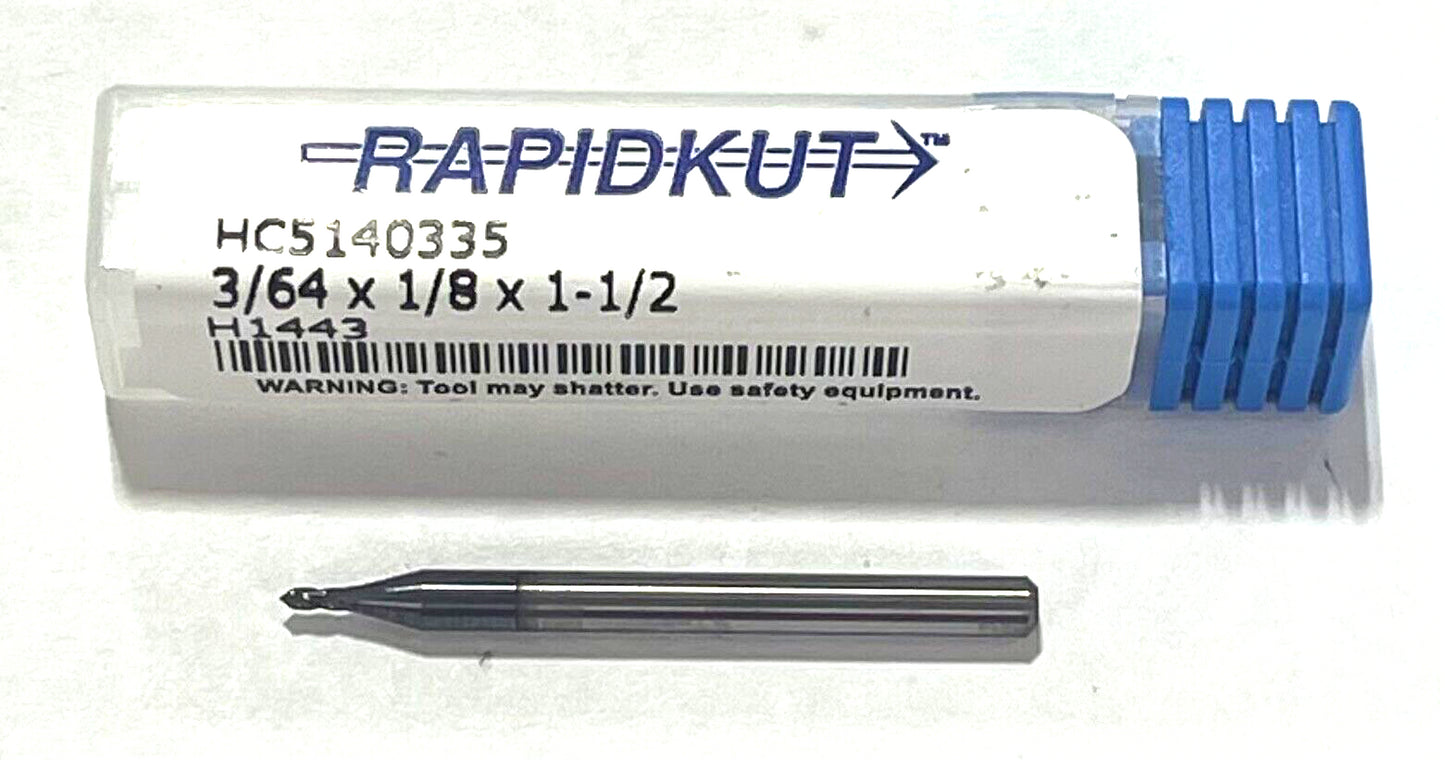 RapidKut 3/64" Solid Carbide Drill Mill AlTiN Coating 90° 4 Flute USA Made