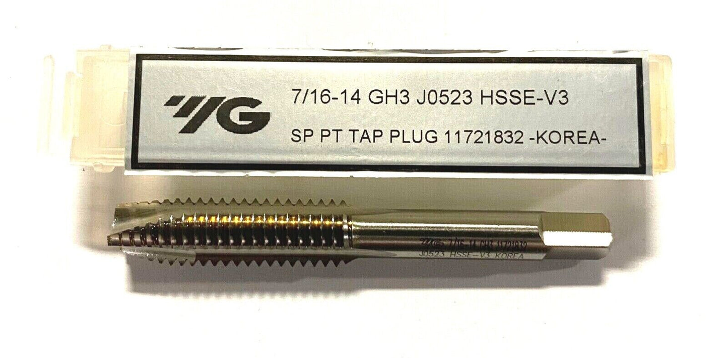 YG-1 7/16-14 Tap HSSE-V3 Spiral Point Plug Tap 3 Flute GH3 J0523