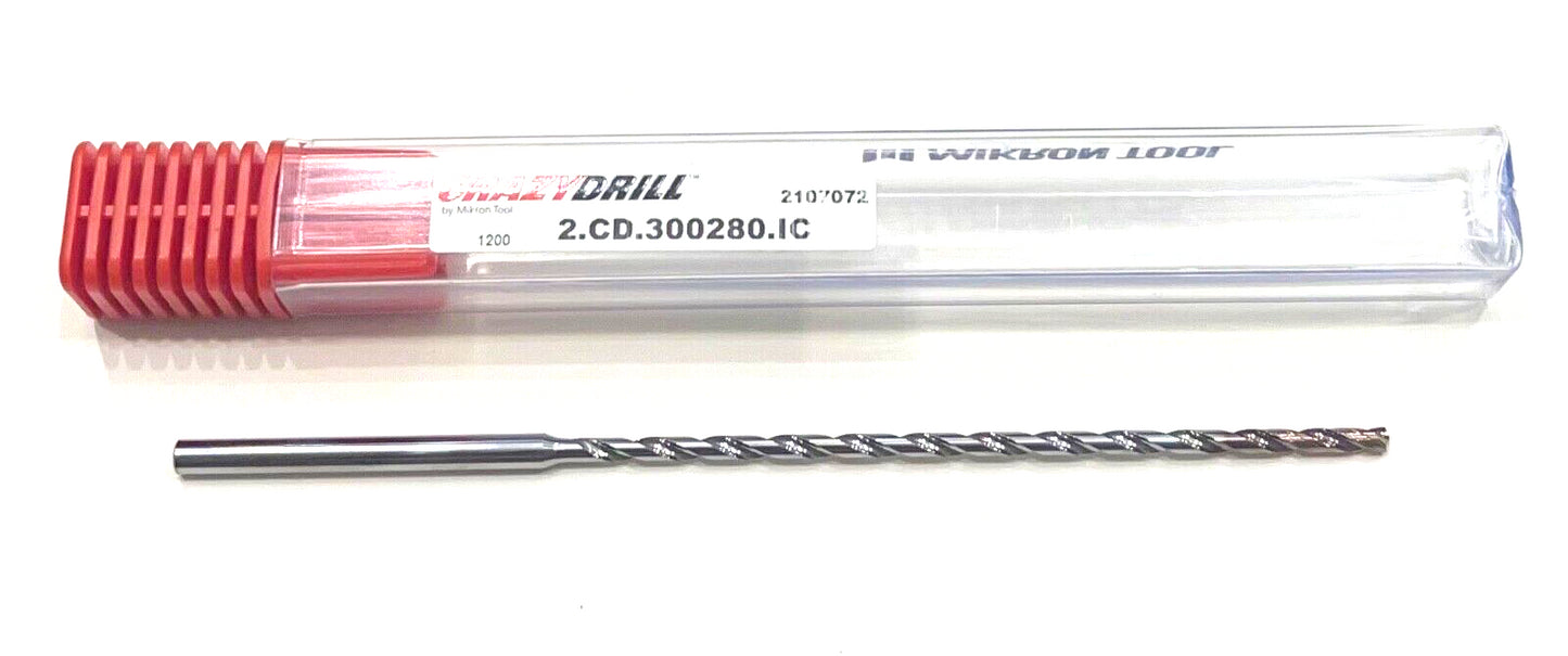 CrazyDrill .1102" Solid Carbide Drill 30xD Coolant Thru 140° eXedur SNP Coating