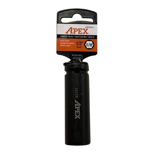 Apex 1/2" Drive 11/16" Deep Impact Socket 6 Point Square Drive AMSC344-1