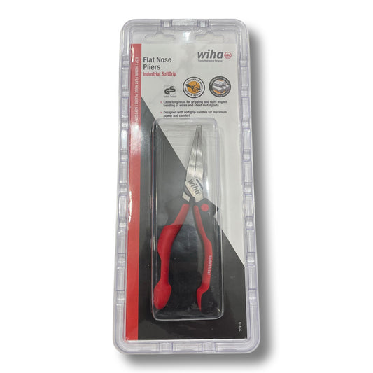 Wiha 6.3" Flat Nose Pliers Industrial SoftGrip Anti-Slip Handle 30919