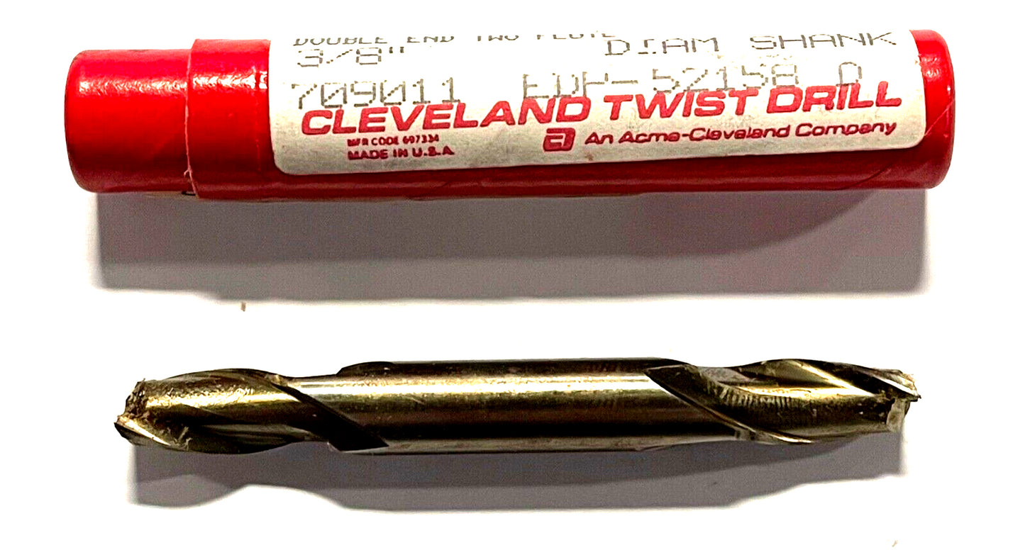 Cleveland Twist Cobalt M42 11/32" Double End Mill 2 Flute 3/8" Shank USA Made