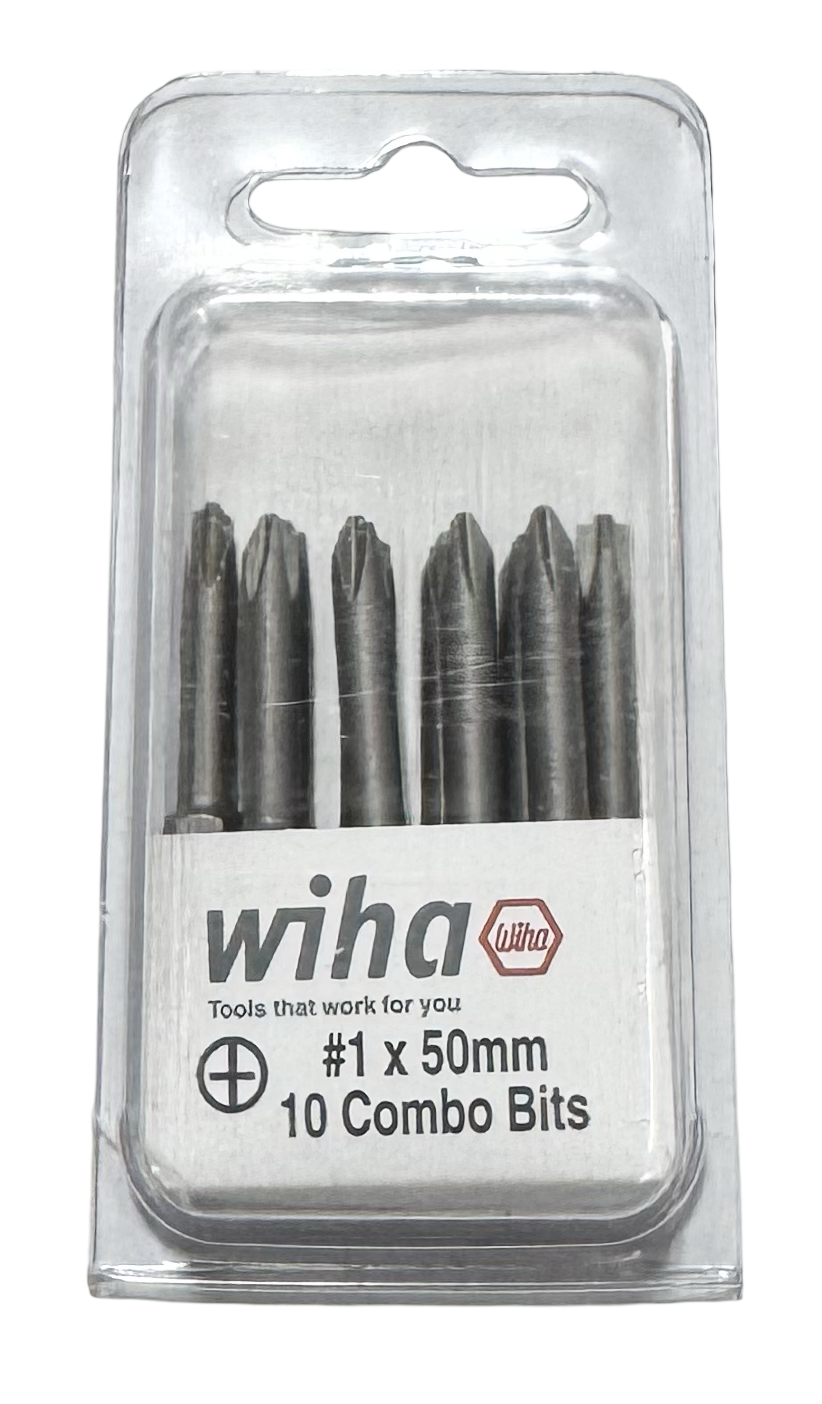 Wiha #1 x 50mm Xeno Terminal Block Power Bit 1/4" Hex Drive 10 Pack