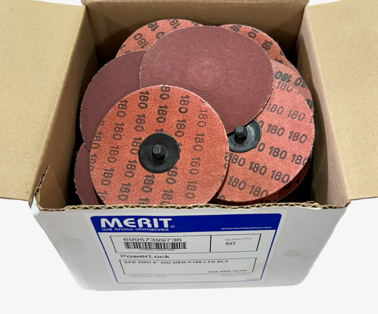 Merit 4" Roloc Sanding Discs 180 Grit Fine Grade Aluminum Oxide 50 Pack