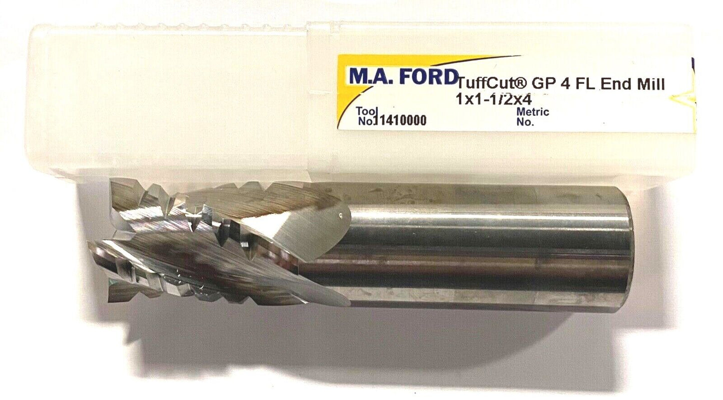 M.A. Ford 1" Carbide End Mill Chip Breaker 30Â° Helix 4FL TuffCut USA Made 11401