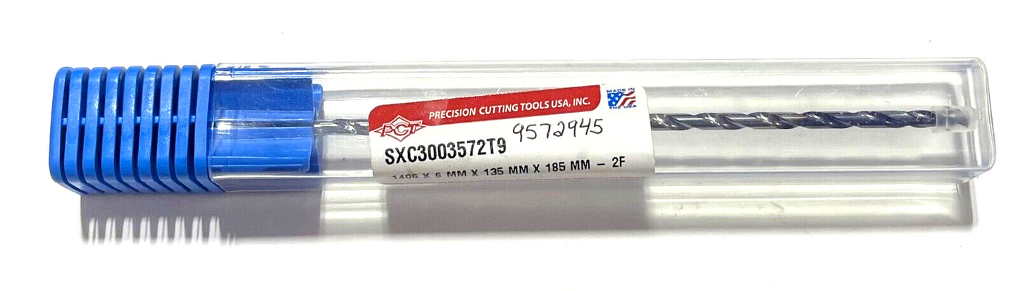 PCT 3.57mm Solid Carbide Drill 30xD TiAlCN Coating 135° Coolant Thru 2 Flute USA