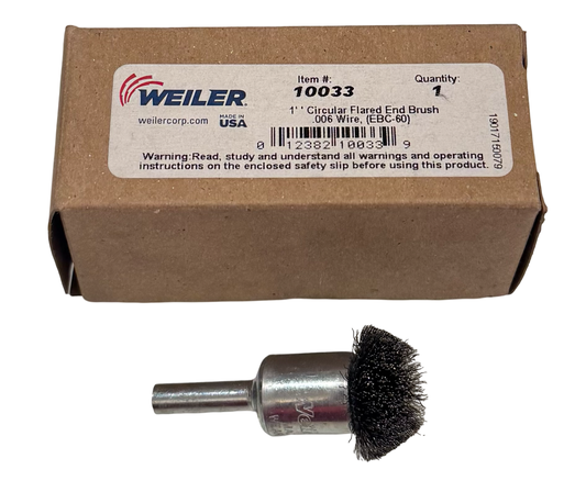 Weiler 1" Circular Flared End Brush .006" Steel Wire USA Made 10033