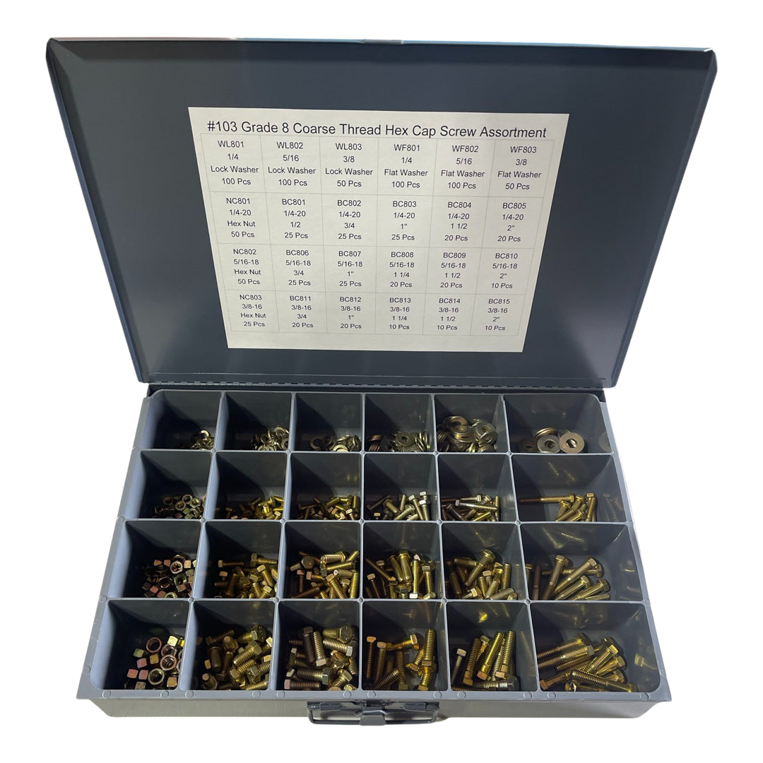 910 Pieces Cap Screw Assortment Grade 8 Coarse