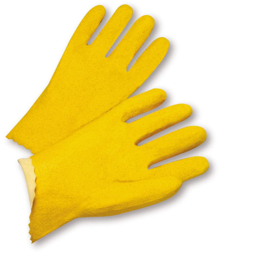 Work Safety Gloves Vinyl Coated Interlock Lined Slip On Gloves Size Large