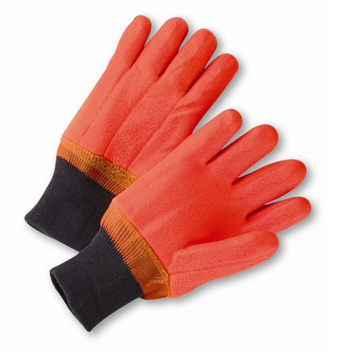 West Chester Safety Work Gloves Orange PVC Coated Knit Wrist Size Large