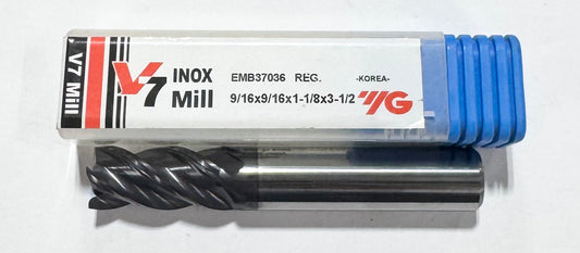 YG 9/16" Carbide End Mill 4 Flute Variable Helix AlTiN Coated V7 INOX Mill