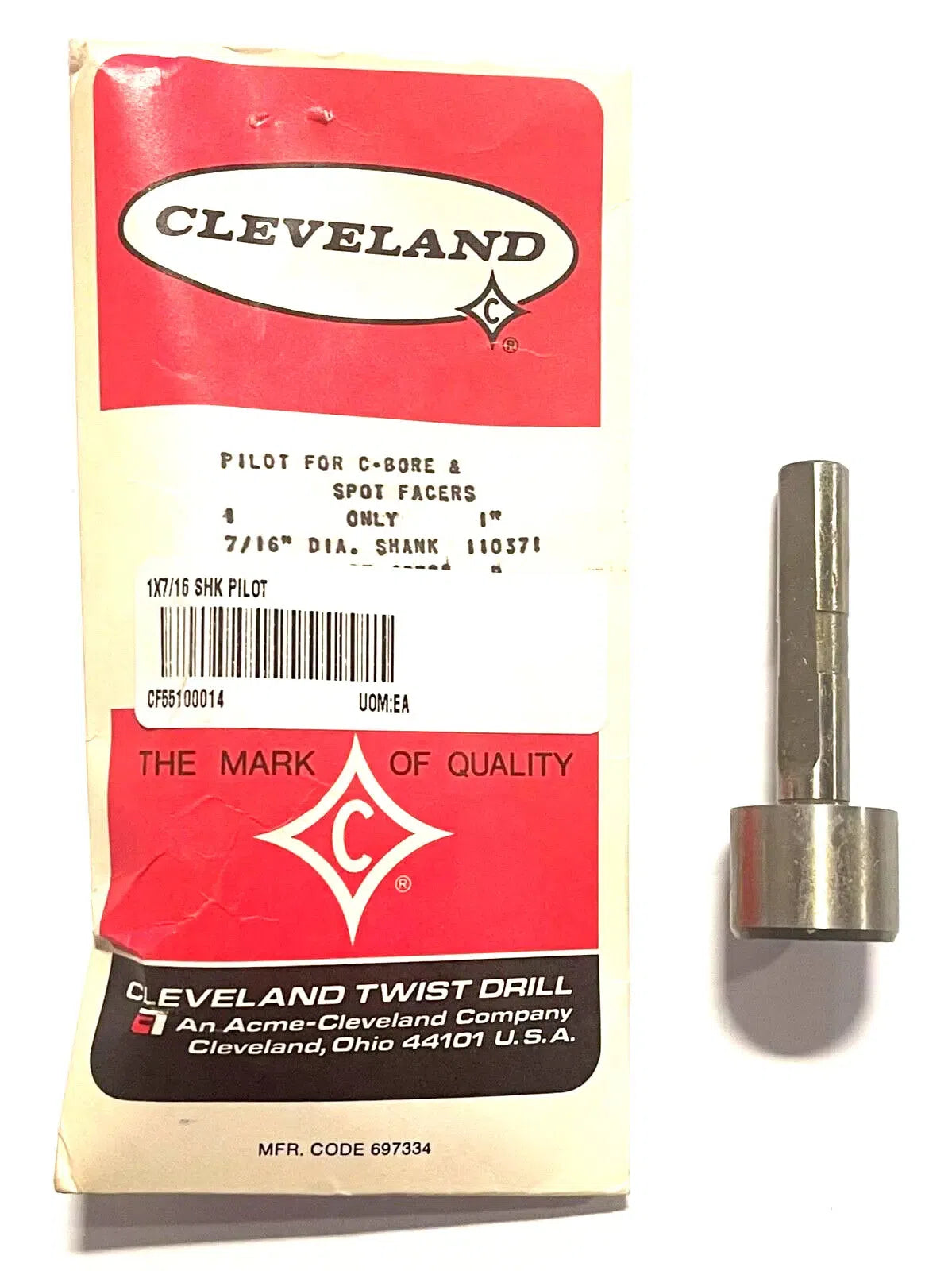 Cleveland Twist 1" x 7/16" HSS Pilot For Counterbore & Spot Facers USA Made