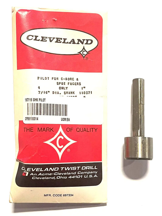 Cleveland Twist 1" x 7/16" HSS Pilot For Counterbore & Spot Facers USA Made