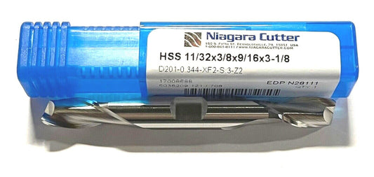 Niagara Cutter 11/32" HSS Double End Mill 2 Flute USA Made N28111