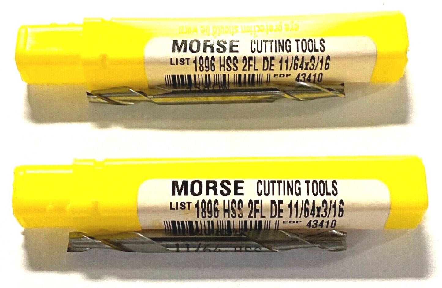 Morse 11/64" x 3/16" Double End Mill HSS 2 Flute Center Cut USA Made 2 Pack