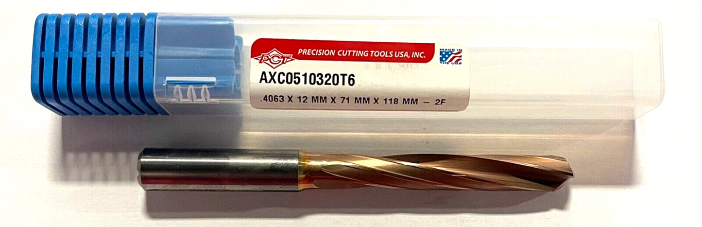 PCT .4063 Solid Carbide Drill 5xD Triple Margin Coolant Thru ZicroPlus 2FL H6