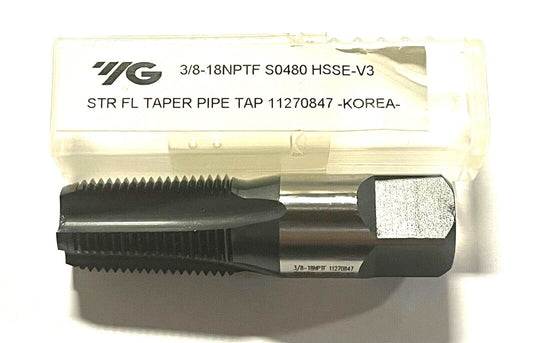 YG-1 3/8-18NPTF Pipe Tap HSSE-V3 Straight Flute Taper Nitride Steam Oxide 2P-3P