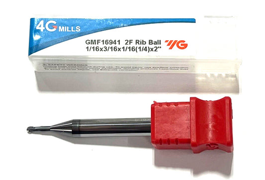 YG 1/16" Carbide Ball Nose End Mill .250" Reach with Reduced Shank 2FL Y-Coating