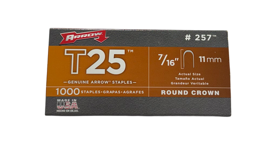Arrow 7/16" T25 Staples Round Crown 1000 Pack USA Made