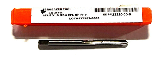 Brubaker M3.5 x .6 HSS Spiral Point Plug Tap 2 Flute D4 USA Made