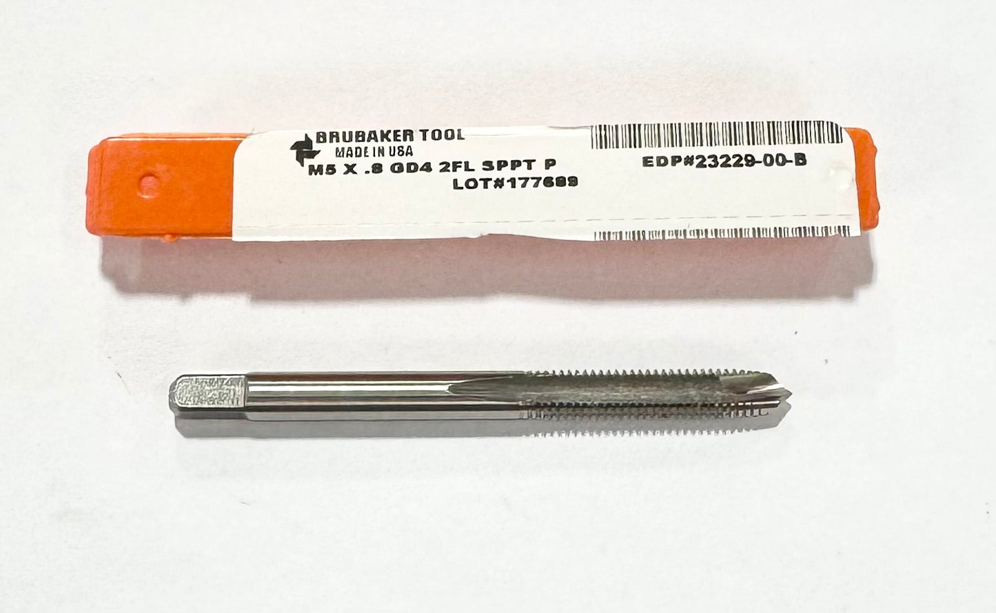 Brubaker M5 x 0.8mm HSS Spiral Point Plug Tap 2 Flute D4 USA Made