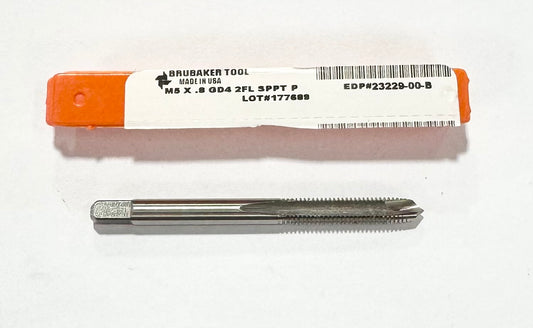Brubaker M5 x 0.8mm HSS Spiral Point Plug Tap 2 Flute D4 USA Made