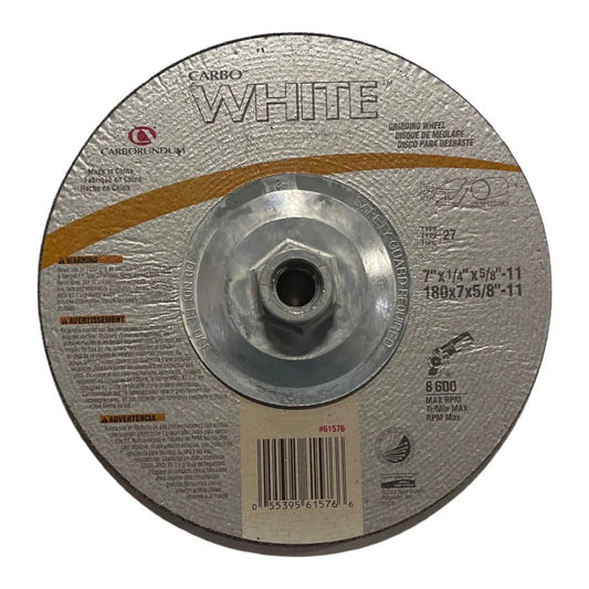 CARBO WHITE 7" x 1/4" x 5/8-11 Depressed Center Grinding Wheel Type 27 A24 Grit