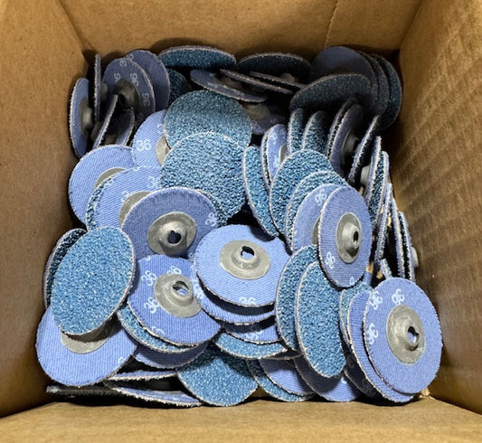 CGW 1-1/2" Turn-On Sanding Discs 36 Grit Zirconia Aluminum Oxide Quick Chage 100 Pack