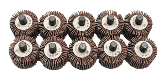 CGW 1" x 5/8" x 1/4-20 Mini Flap Wheels 60 Grit Aluminum Oxide 10 Pack