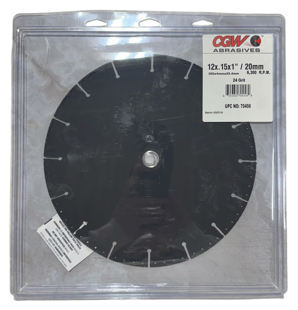 CGW 12" x .15 x 1"/20mm Diamond High Speed T1 Chop Saw Wheel 24 Grit