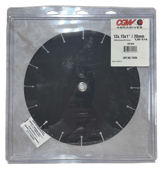 CGW 12" x .15 x 1"/20mm Diamond High Speed T1 Chop Saw Wheel 24 Grit