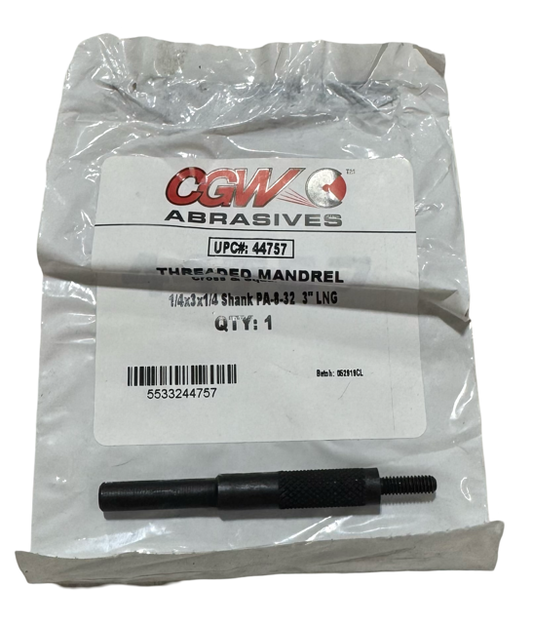 CGW 1/4" x 3" x 1/4" PA-8-32 Threaded Mandrel for Cross & Square Pads