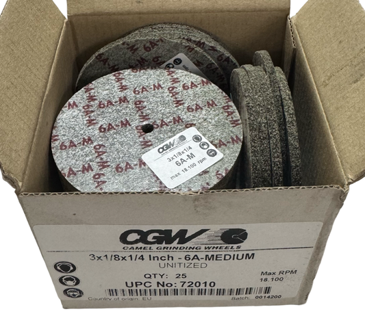 CGW 3" x 1/8" x 1/4" Unitzed Deburring Wheel 6A Medium 25 Pack